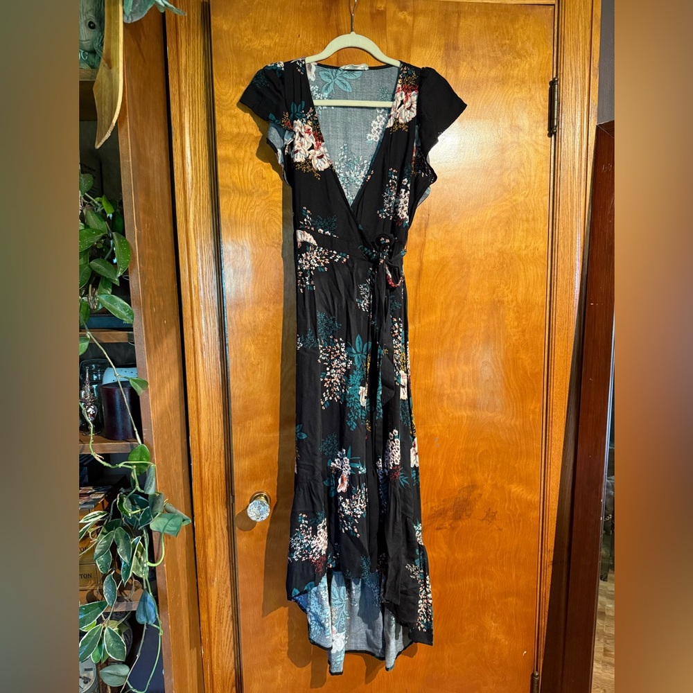 Lovestitch Black Floral High Low Dress